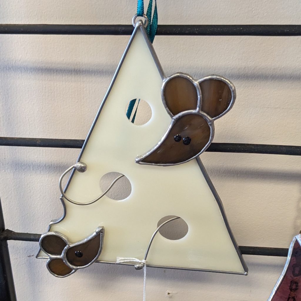 stained glass cheese with mice