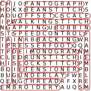 Answer key for Embroidery Word Search