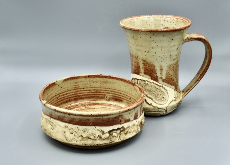 Pottery bowl and cup