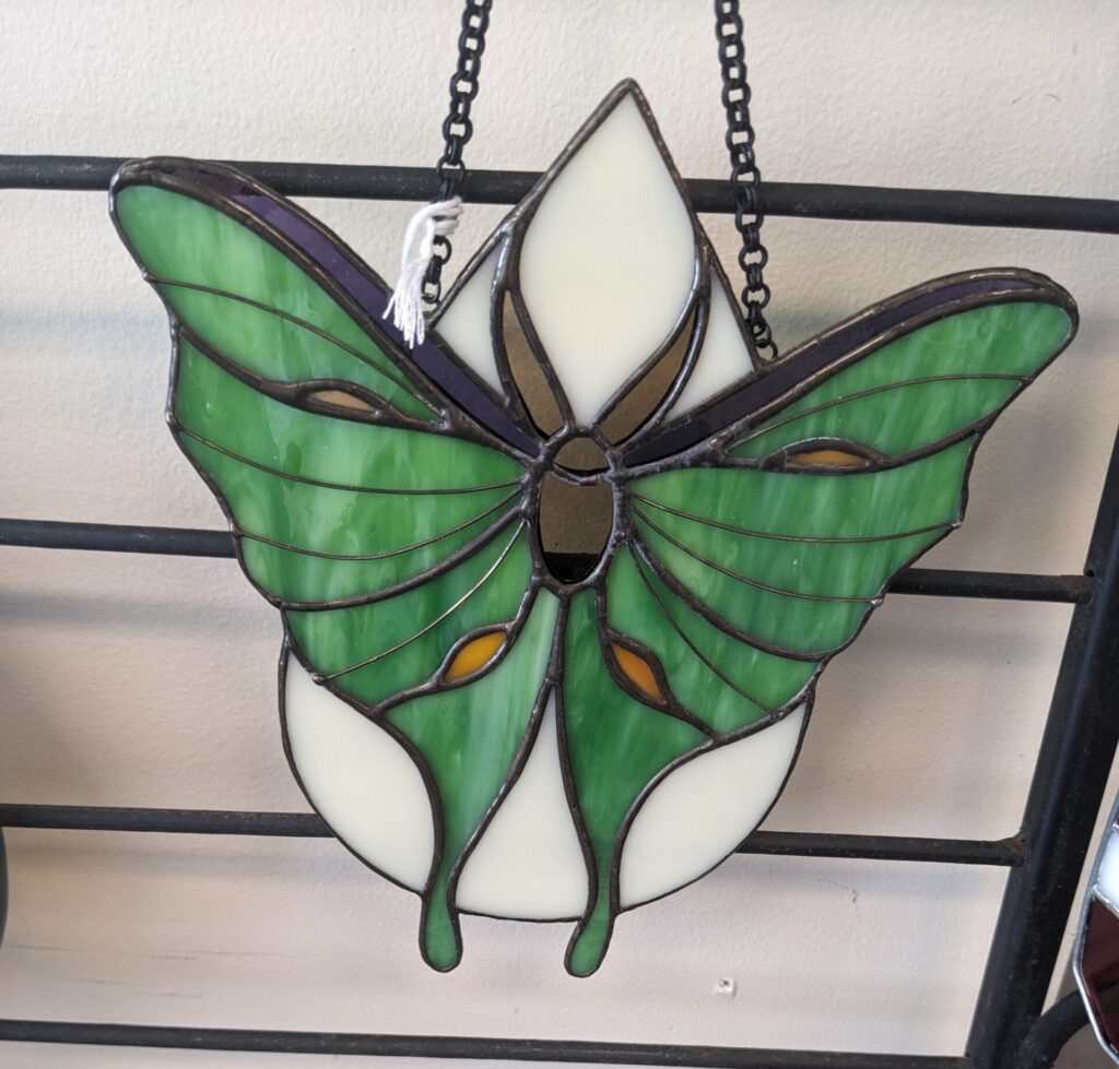 stained glass luna moth