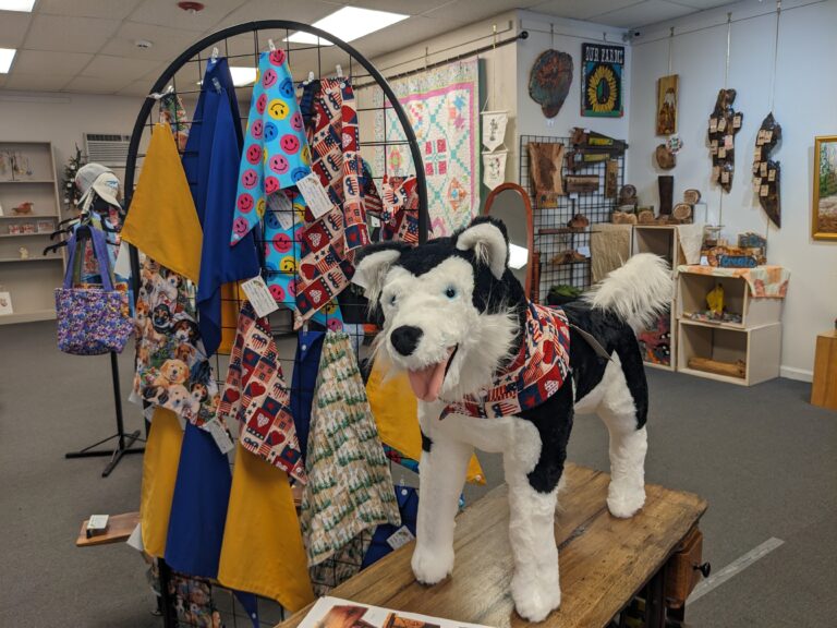 Stuffed dog with bandanas