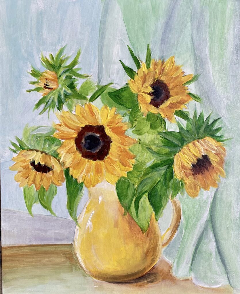 Vase of sunflowers
