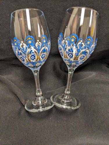 Mandala Dot Wineglasses by Liz Redding
